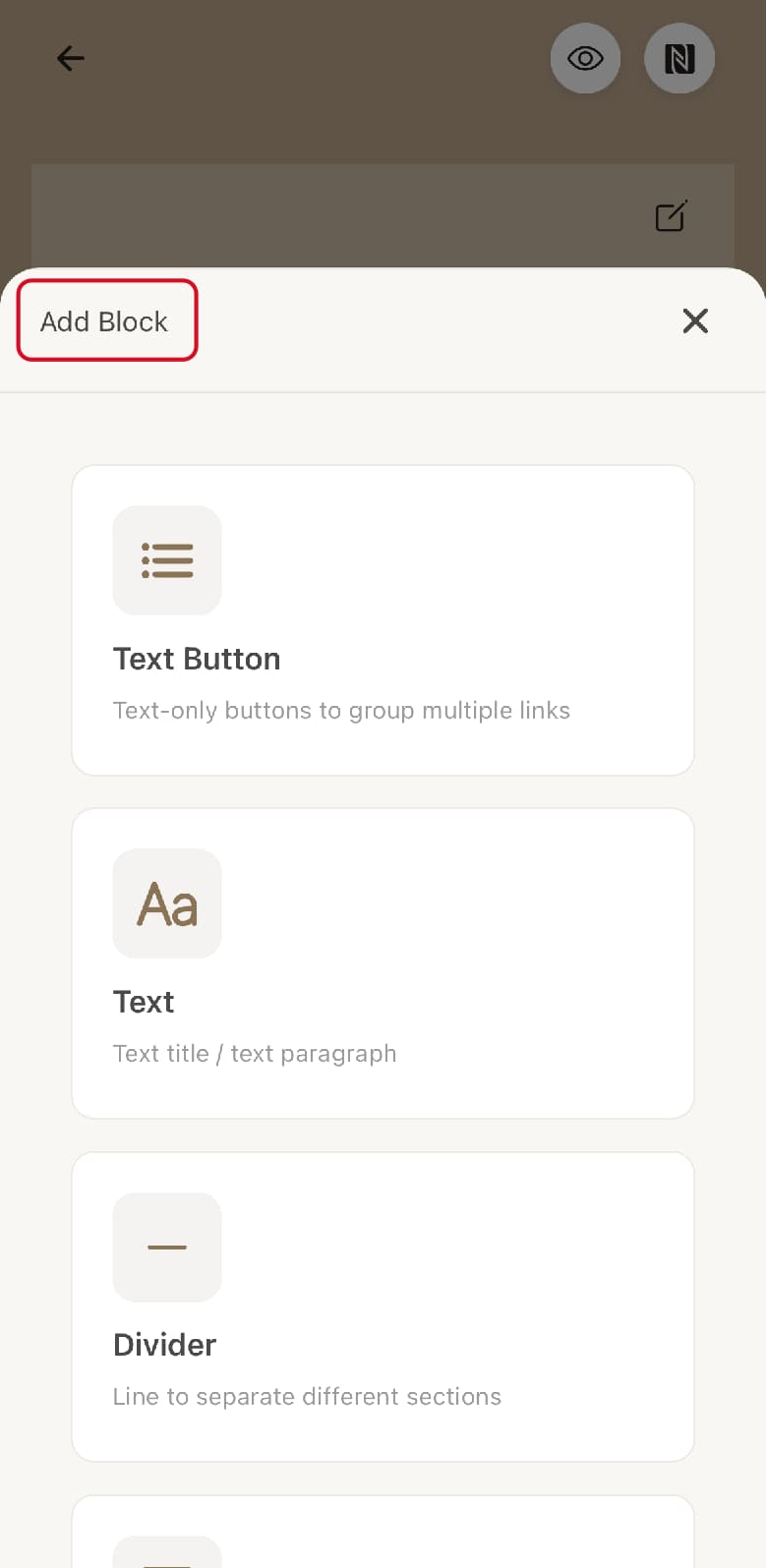 Use more options in Add Block