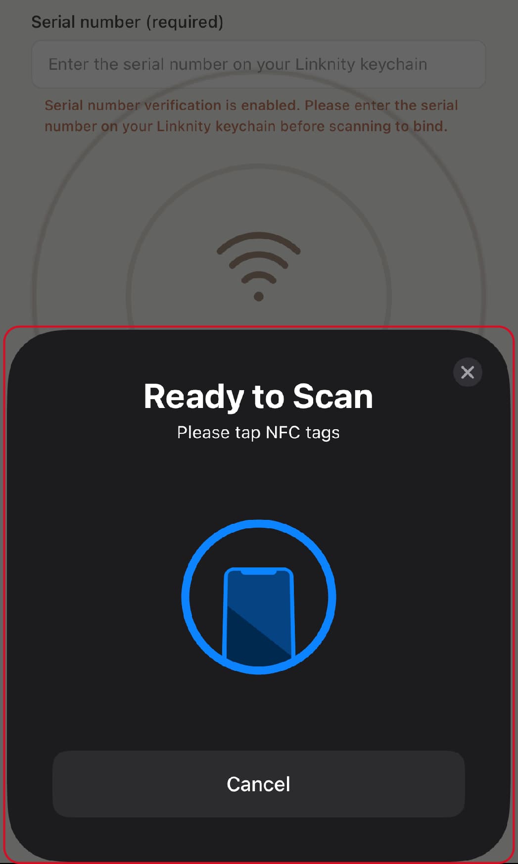 System scanning NFC tag